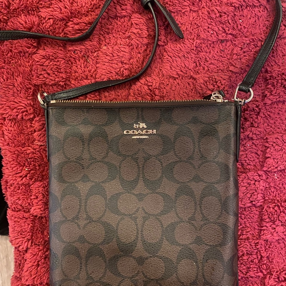 Coach Signature Black and Brown Shoulder Bag